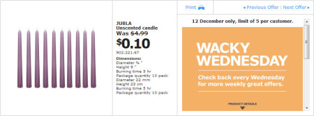 IKEA - Calgary Wacky Wednesday Deal of the Day (Dec 12) A