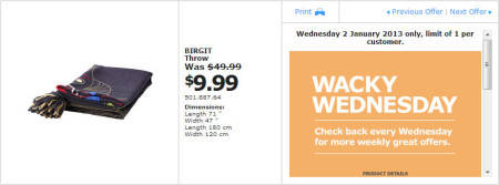 IKEA - Calgary Wacky Wednesday Deal of the Day (Jan 2)