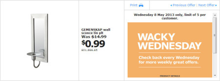 IKEA - Calgary Wacky Wednesday Deal of the Day (May 8) A