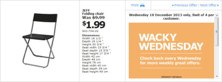 IKEA - Calgary Wacky Wednesday Deal of the Day (Dec 18)