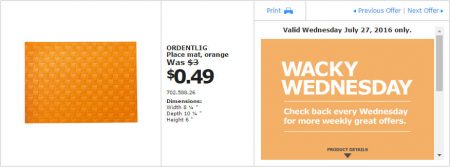 IKEA - Calgary Wacky Wednesday Deal of the Day (July 27) A